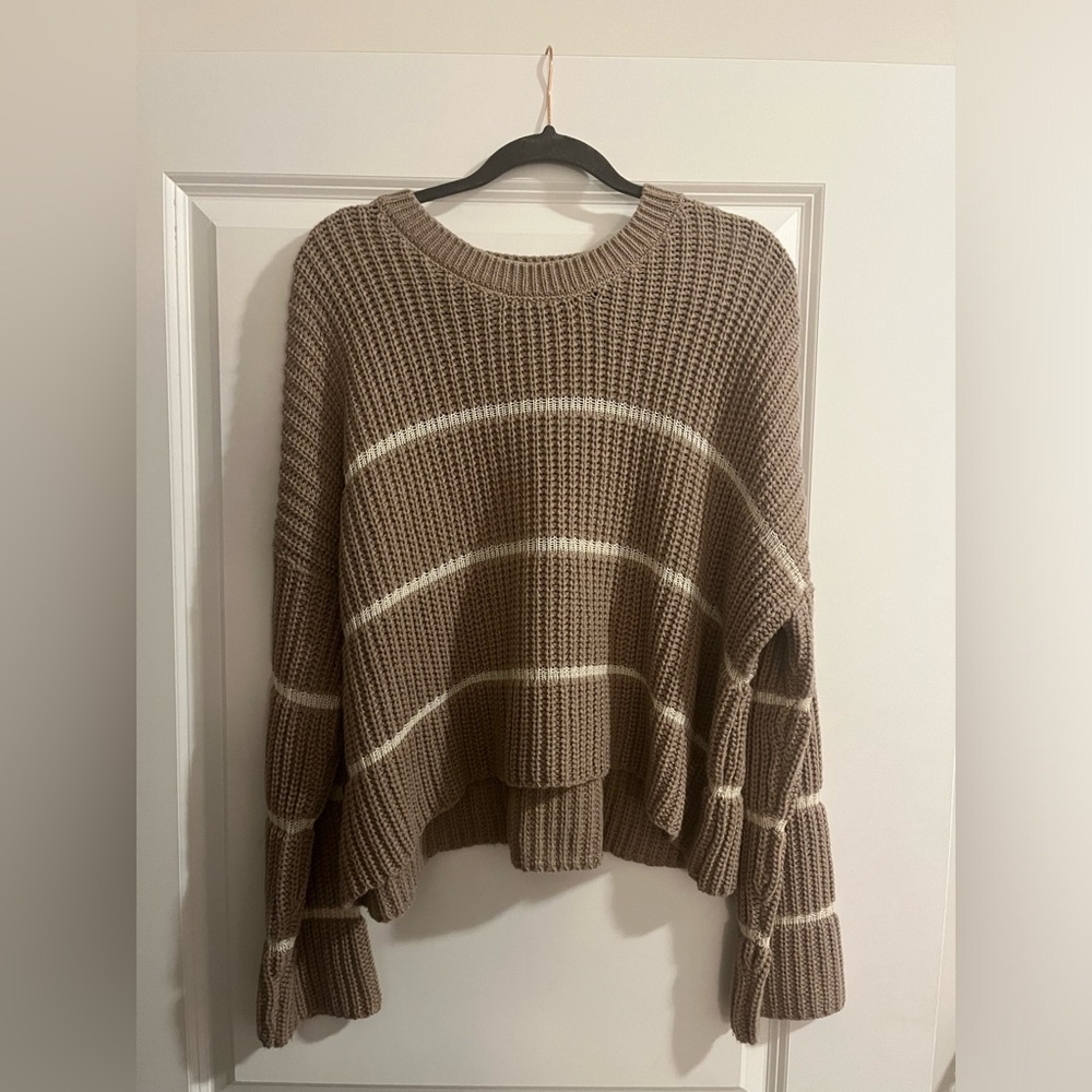 Charlotte Russe Mocha Stripped Crop-Top Sweater